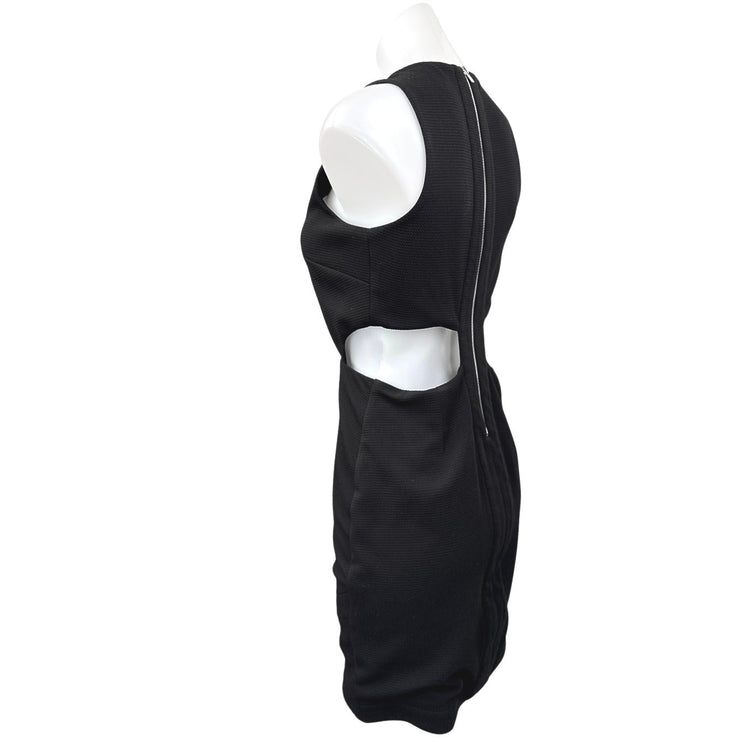 Aqua Women's Black Sleeveless Cutouts Zipper Mini Pencil Sheath Dress Size M