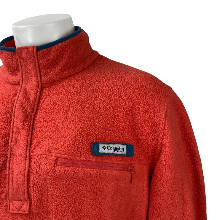 Columbia Steens Mountain Half Snap Fleece Men's Coral Sherpa Sweater Top Size XL