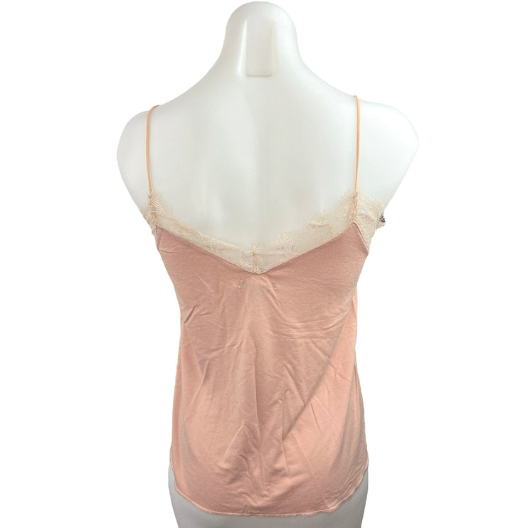 Revamped Women Pink Lace Trim Sleeveless V Neck Casual Camisole Blouse Top Sz S