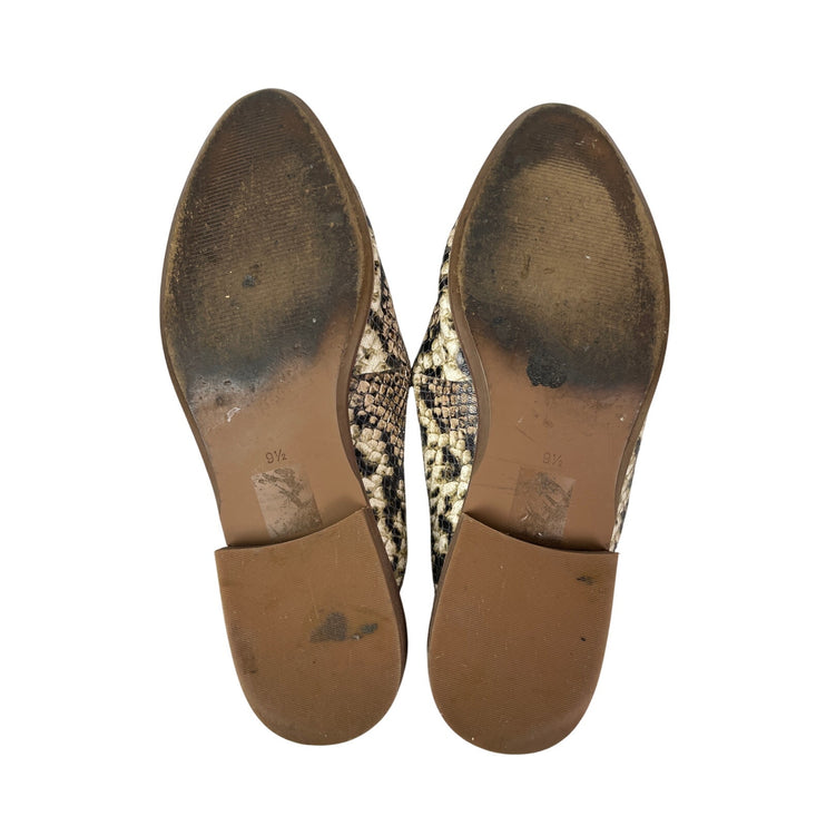 Madewell Frances Snake Skin Embossed Leather Pointed Toe Loafer Flat Mules 9.5