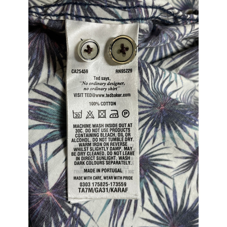 Ted Baker Men's Multicolor Leaf Casual Long Sleeve Button Down Shirt Top Size M