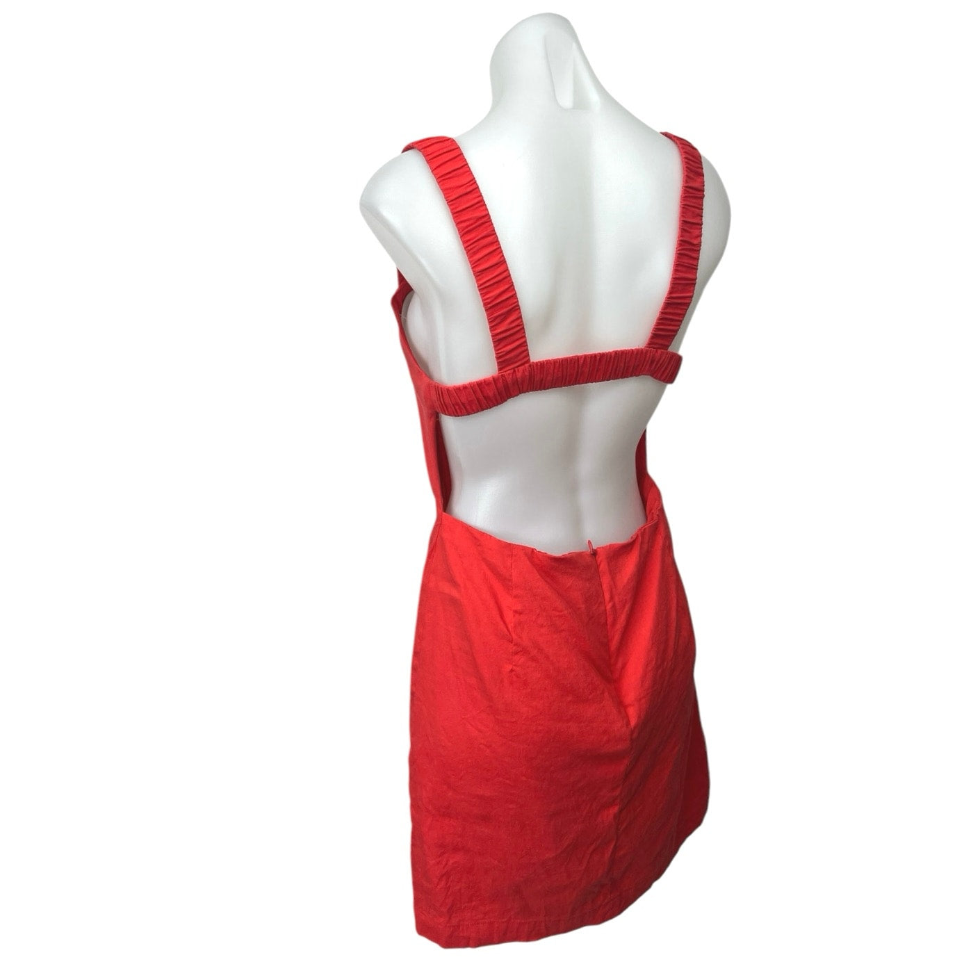 Zara Red Linen Sleeveless Square Neck Cutout Open Back Mini Bodycon Dr Brie Zara Red Linen Sleeveless Square Neck Cutout Open Back Mini Bodycon Dr Brie