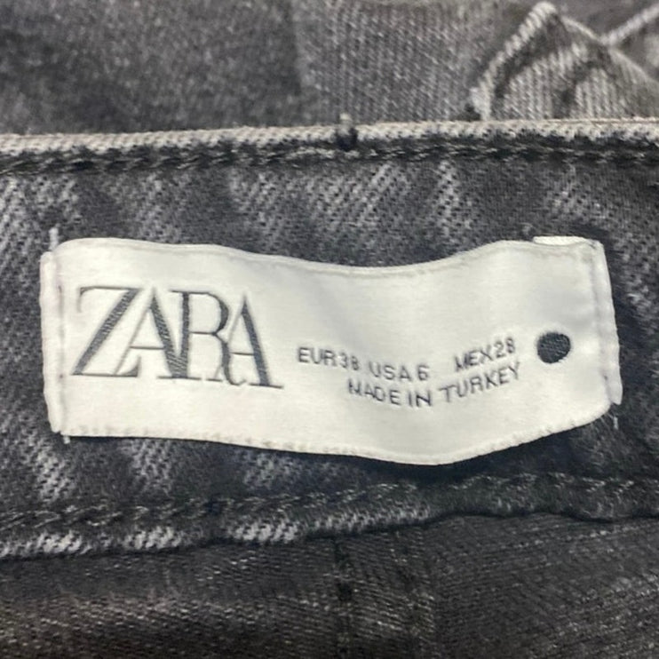 Zara Women's Black Wash High Waisted Flared Bootcut Denim Jeans Pants Size 6