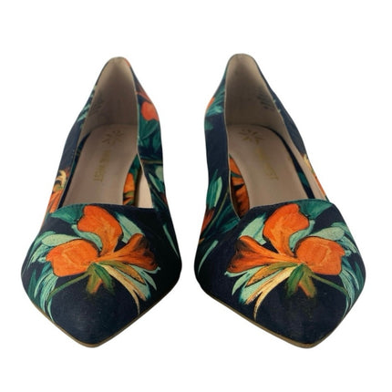 Nine West Soho9x9 Botanical Pointed Toe Slip On Stiletto Pumps Heels Shoes Sz 9
