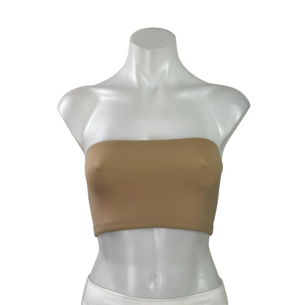 Skims Womens Brown Tan Sleeveless Strapless Bandeau Crop Tank Tube Top Size S