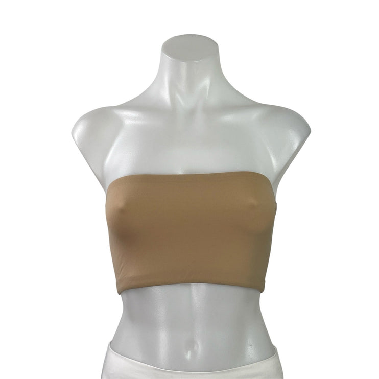 Skims Womens Brown Tan Sleeveless Strapless Bandeau Crop Tank Tube Top Size S