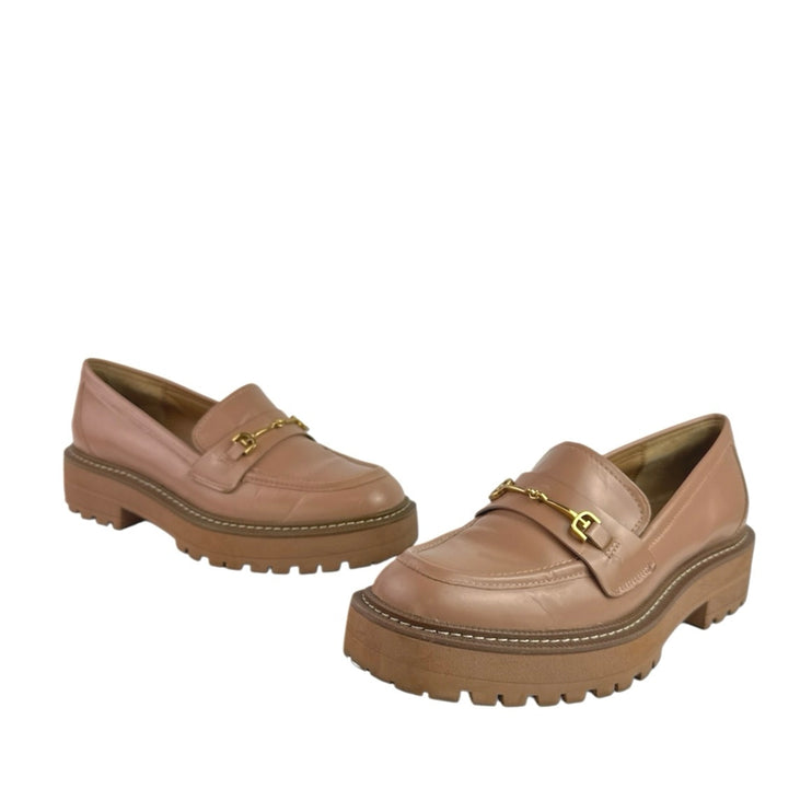 Sam Edelman Laurs Brown Leather Buckle Slip On Chunky Platform Loafers Shoes 8.5