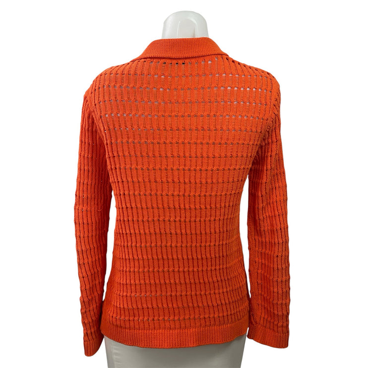 Zara Women's Orange Long Sleeve Open Knit Button Front Cardigan Sweater Size S