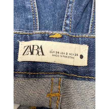Zara Women's Blue High Waisted Slim Medium Wash Flare Bootcut Denim Jeans Size 2