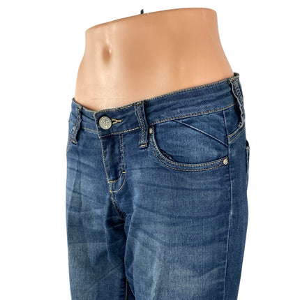 STS Blue Women's Blue Dark Wash Mid Rise Y2k Casual Skinny Denim Jeans Size 5