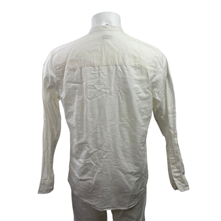 NEW Jack & Jones Breeze Men's White Half Button Henley Long Sleeve Shirt Size L
