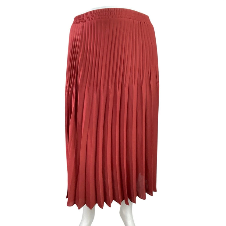 Max Studio Women's Red Pleated High Waisted Casual Maxi Flared A-Line Skirt XL