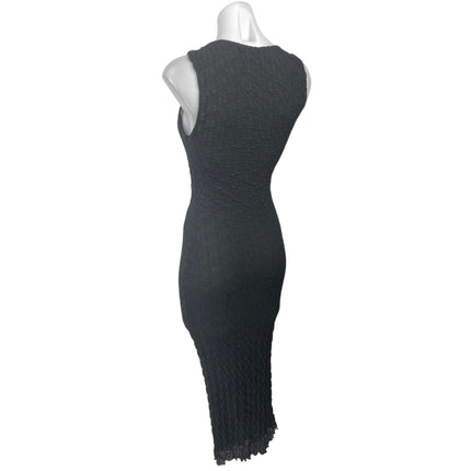 Isalis Black Textured Cable Knit Sleeveless Stretch Midi Bodycon Tank Dress Sz S