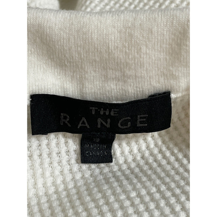 The Range Stark Waffle Womens White Collared Long Sleeve Crop Polo T-Shirt Top S