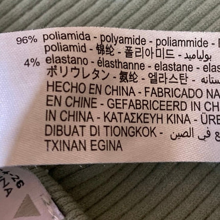 Zara Women's Green Rib Knit Long Sleeve Sweetheart Neck Crop Sweater Top XS/S