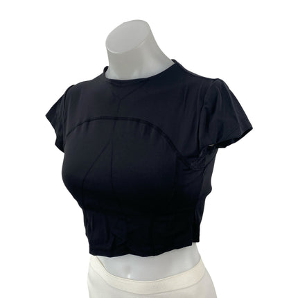 Enerbloom Women's Black Short Sleeve Yoga Athletic Activewear Crop T-Shirt Top M