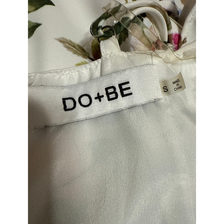 Do+Be White Multicolor Floral Sleeveless Ruffle Open Back Jumpsuit Romper Size S