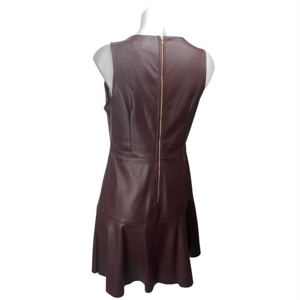 She + Sky Maroon Red Sleeveless Faux Leather Vegan A Line Mini Dress Size M