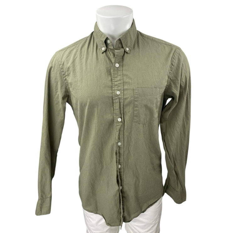 J.Crew Men's Green Flex Washed Slim Fit Long Sleeve Button Down Shirt Top Size M