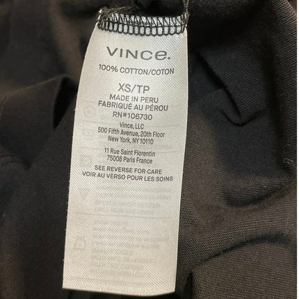 Vince Women's Black Collared V Neck Long Sleeve Tee T-Shirt Polo Blouse Top XS