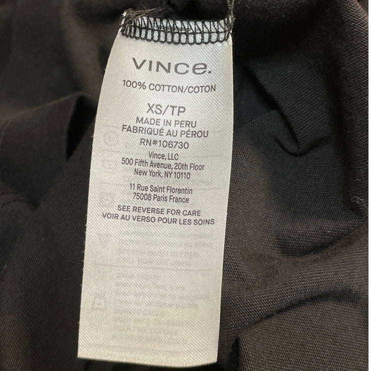Vince Women's Black Collared V Neck Long Sleeve Tee T-Shirt Polo Blouse Top XS