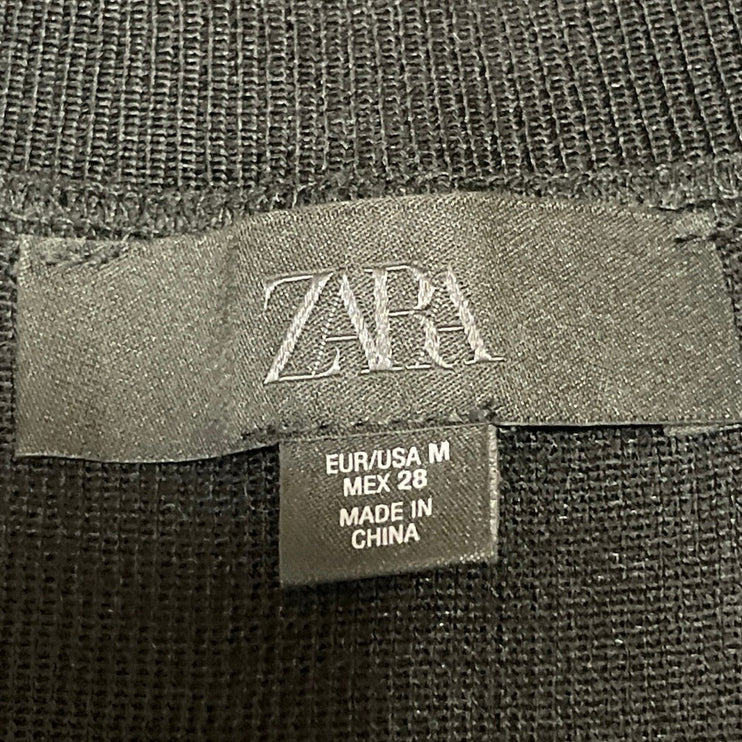 Zara Women's Black Ribbed Knit Crew Neck Sleeveless Sweater Tank Top Size M