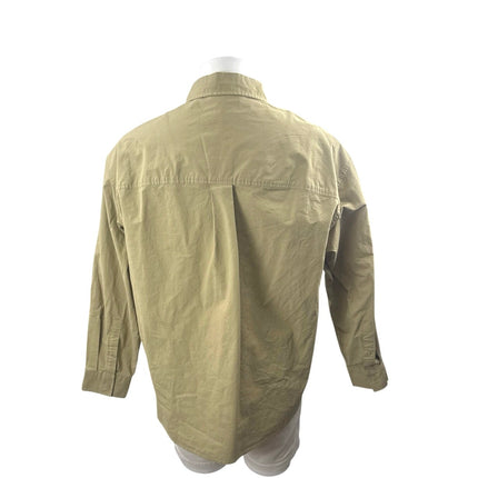 Zara Men's Khaki Olive Green Pocket Long Sleeve Button Down Shirt Top Size M