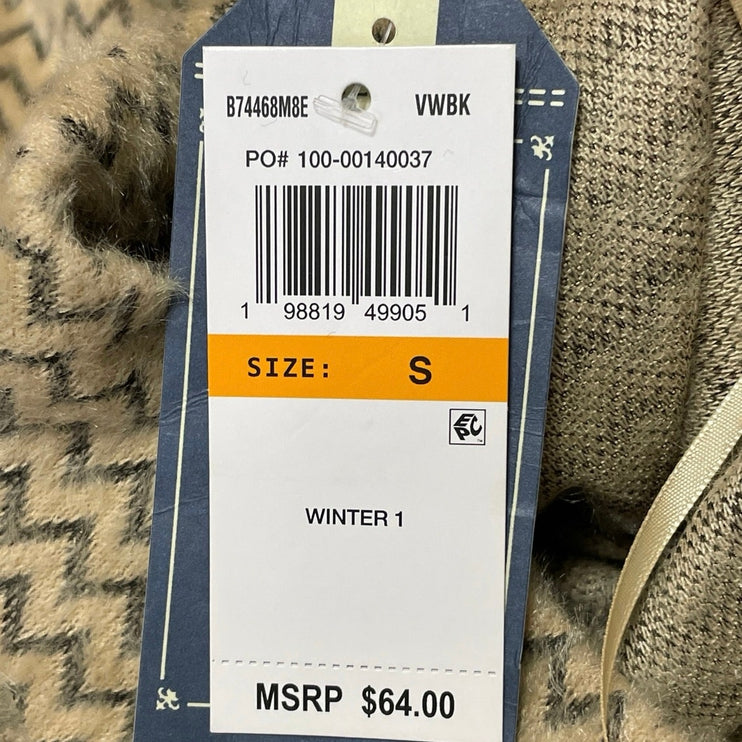 NEW Democracy Beige Chevron Eyelash Knit Sleeveless Mock Neck Sweater Size S