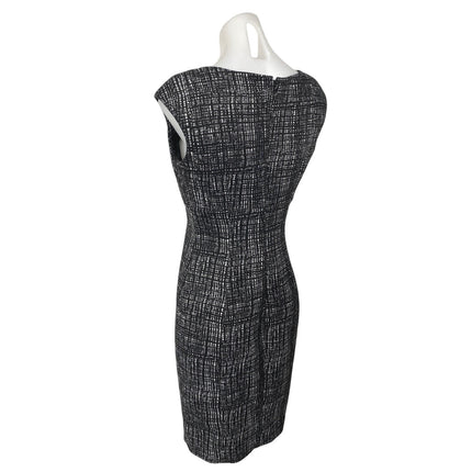 Calvin Klein Black Square Neck Short Cap Sleeve Knee Length Sheath Dress Size 4