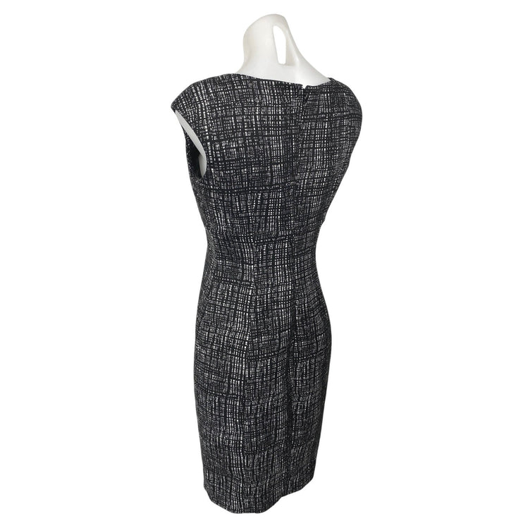 Calvin Klein Black Square Neck Short Cap Sleeve Knee Length Sheath Dress Size 4