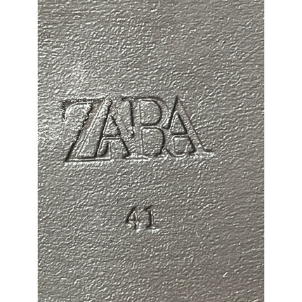 Zara Women's Brown Leather Chain Link Almond Toe Slip On Loafers Shoes Size 10.5