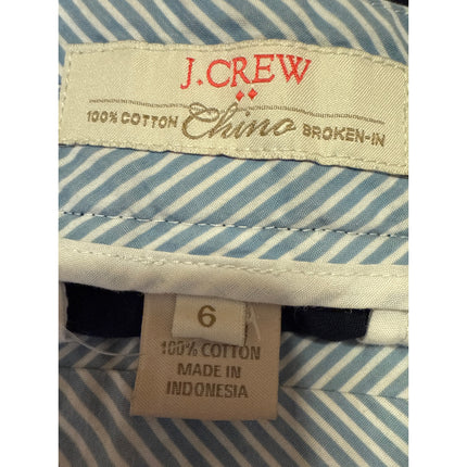 J.Crew Women's Blue Mid Rise Pockets Zip Straight Leg Slim Mini Chino Shorts 6