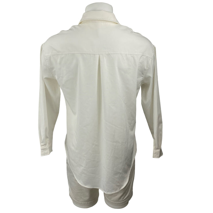 It Men's White Collared Long Sleeve Chest Pocket Casual Button Down Shirt Top S