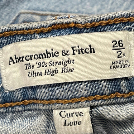 Abercrombie & Fitch The 90s Straight Ultra High Rise Blue Denim Jeans Size 26