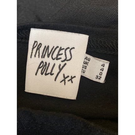Princess Polly Black Short Sleeve Crew Neck Side Slit Maxi Bodycon Dress Size 0