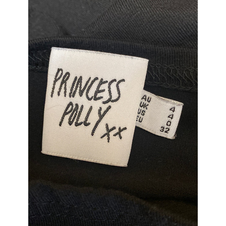 Princess Polly Black Short Sleeve Crew Neck Side Slit Maxi Bodycon Dress Size 0