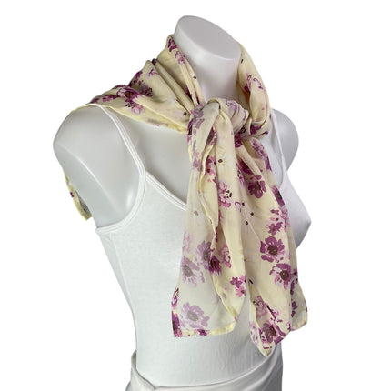 Princess Polly Women's Cream Purple Floral Rectangle Shawl Wrap Scarf One Size