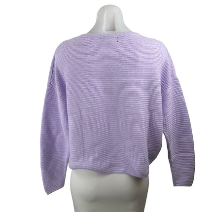 NEW Banana Republic Women's Purple Ribbed Boat Neck Long Sleeve Sweater Top Sz M
