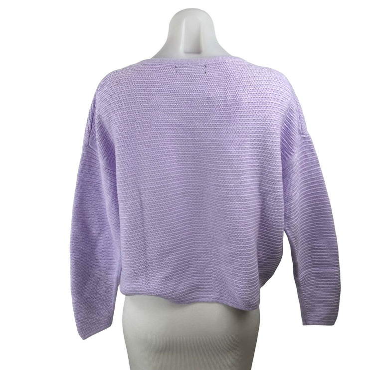 NEW Banana Republic Women's Purple Ribbed Boat Neck Long Sleeve Sweater Top Sz M