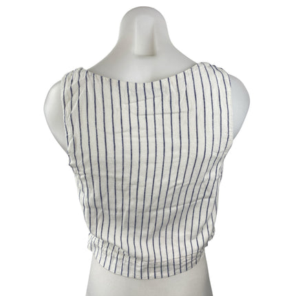 Abercrombie & Fitch White Blue Striped Sleeveless Cami Boxy Tank Crop Top Size S