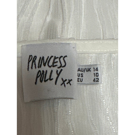 Princess Polly White Short Sleeve Pleated Tie Cardigan Blouse Crop Top Size 10
