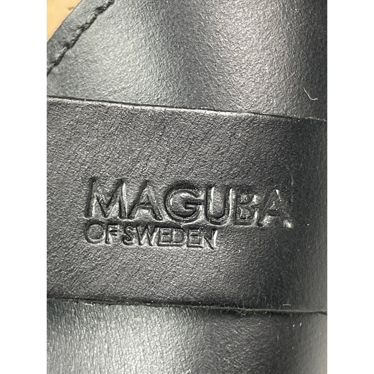 Maguba Berkeley Women's Black Leather Round Slip On Clogs Mules Shoes Size 10