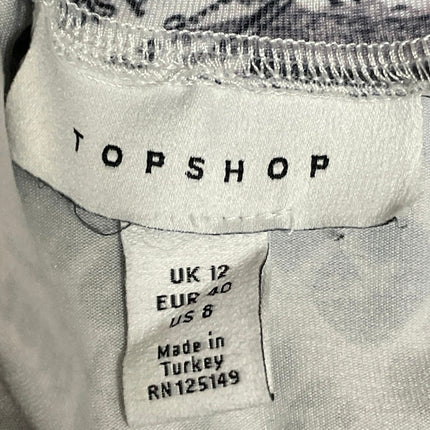 Topshop Womens Black White Newspaper Graphic Mock Neck Long Sleeve Blouse Top 8