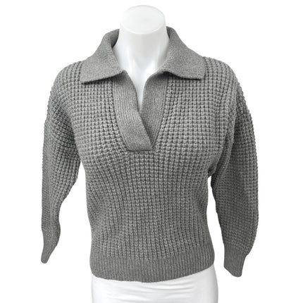 Madewell Gray Wool Waffle Knit Collar Long Sleeve Pullover Henley Sweater Top XS