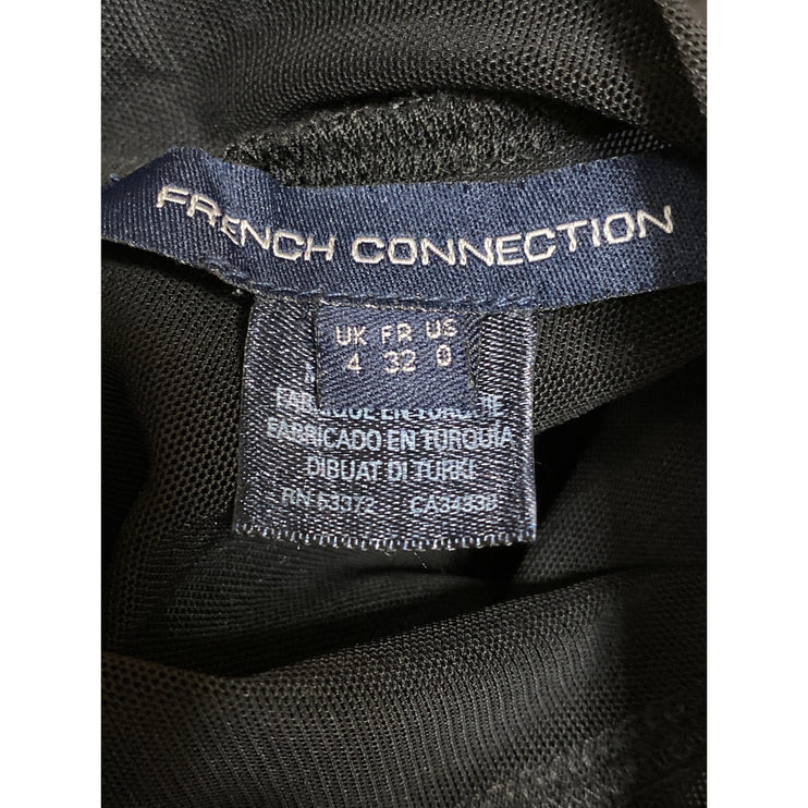 French Connection Fast Mia Mix Media Illusion Sheer Mesh Mini Bodycon Dress Sz 0