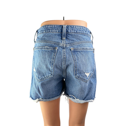 Madewell Women's Blue Distressed Mid Rise Frayed Raw Hem Cutoff Denim Shorts 24
