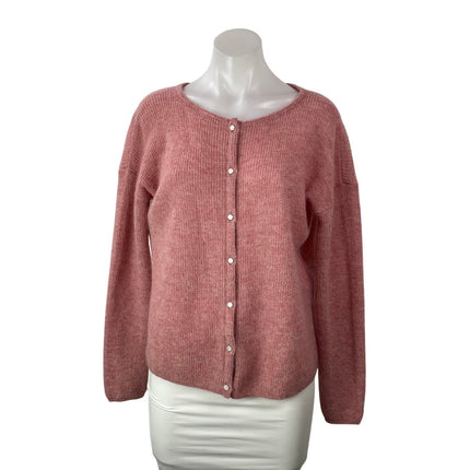 NEW La Maille Sezane Pink Long Sleeves Knit Button Front Cardigan Sweater Top S