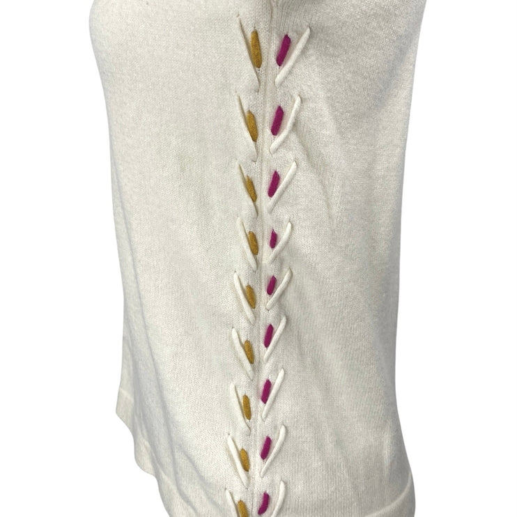 Charlie B Women's Cream White Knit Lace Up Long Sleeve V-Neck Sweater Top XS