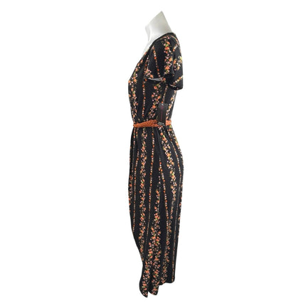 No Boundaries Walk Thru Black Short Sleeve Floral High Low V Neck Romper Dress