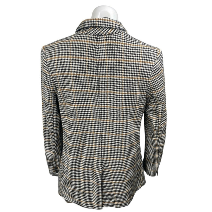 Old Navy Brown Houndstooth Plaid Checkered Long Sleeve Blazer Coat Jacket Size S